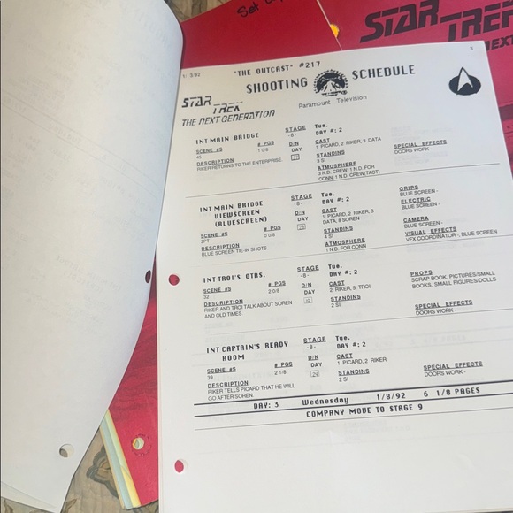 RARE & Authentic Star Trek TNG "The Outcast" (Episode 217) Production Script - - Picture 3 of 13